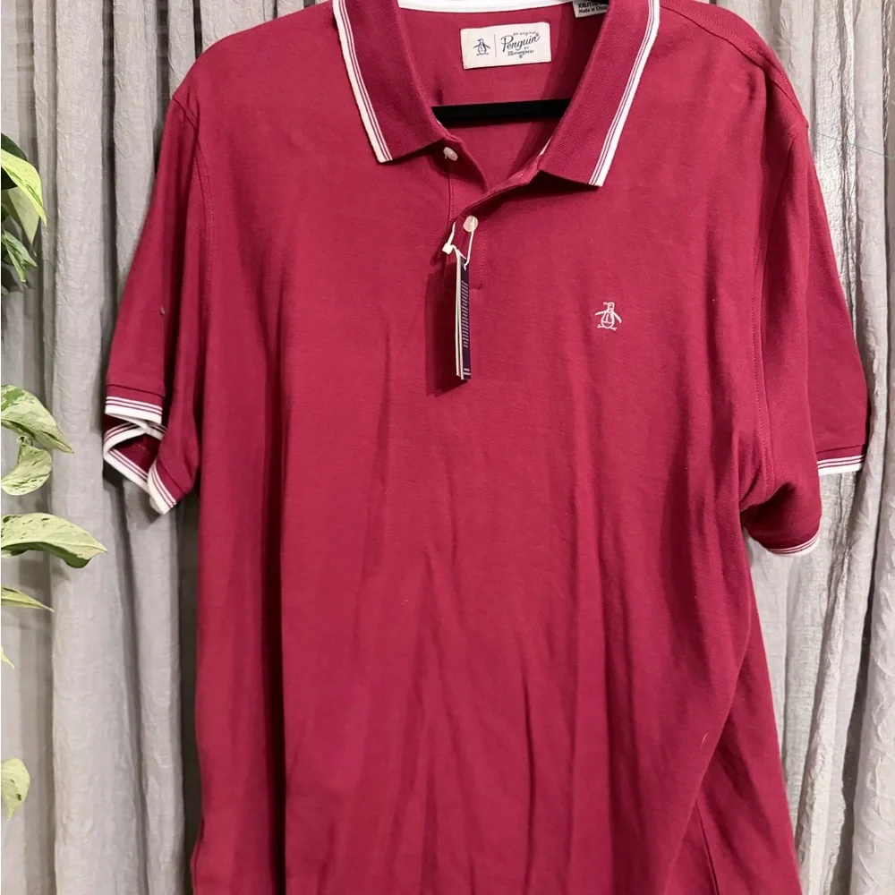 Original Penguin Men's Polo in Rich Burgundy size 2xl brand new with tags - Picture 2 of 5